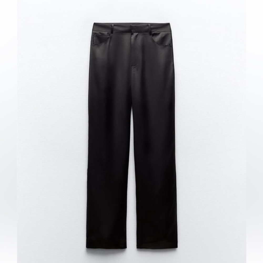 Satin effect straight legs pants